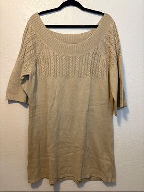 NWT  Caroline Long Tan Cotton Tunic Sweater 2X